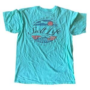 Salt Life Turquoise Tee Shirt Medium 'The Sea Will Set You Free' Blue Green Soft